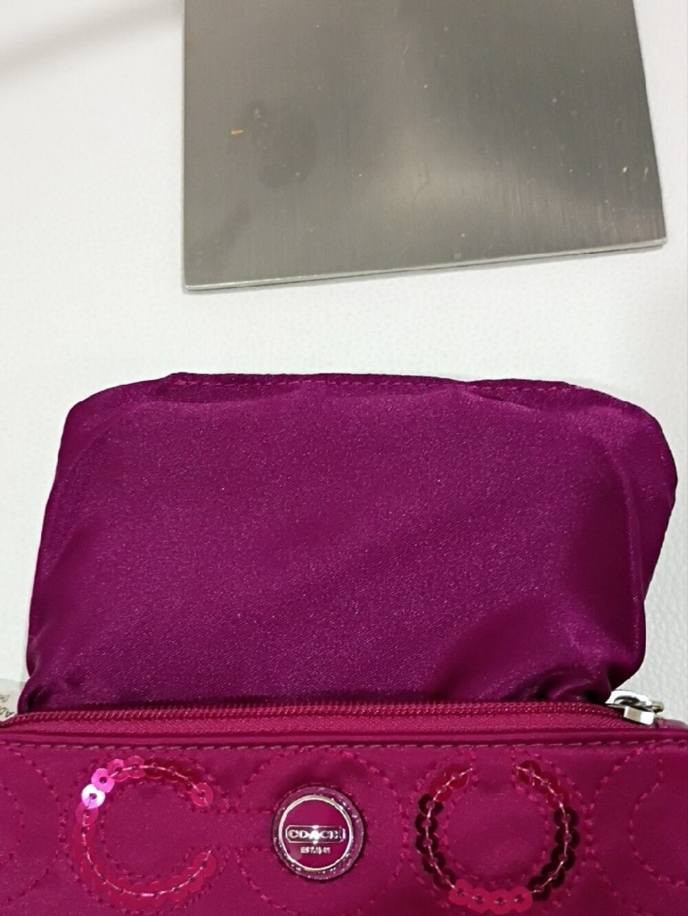Coach Pink Sequin Circle Wristlet - Picture 6 of 7